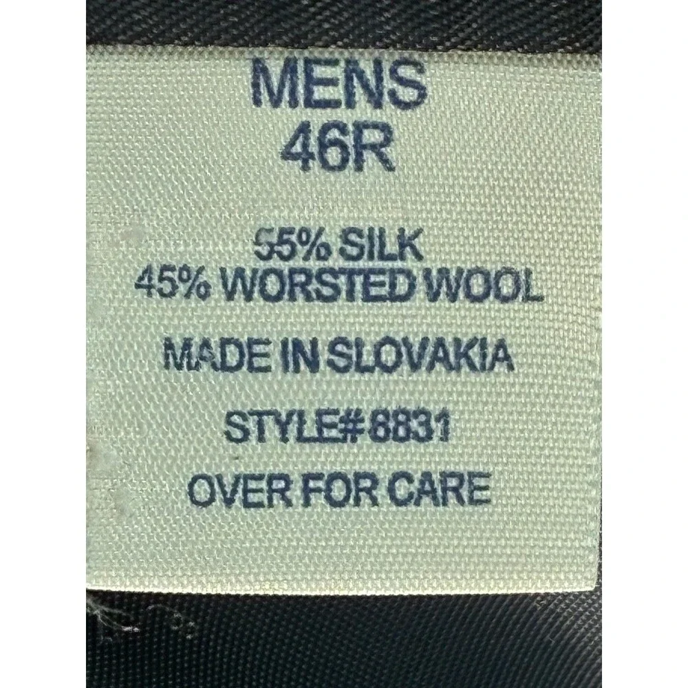 TravelSmith Men’s 46R Houndstooth Silk Wool Blazer Sport Coat